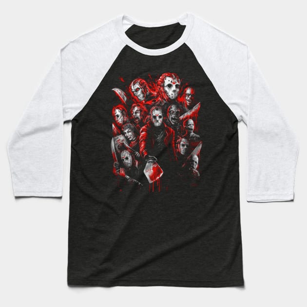 Jason Voorhees (Many faces of) Baseball T-Shirt by monstermangraphic